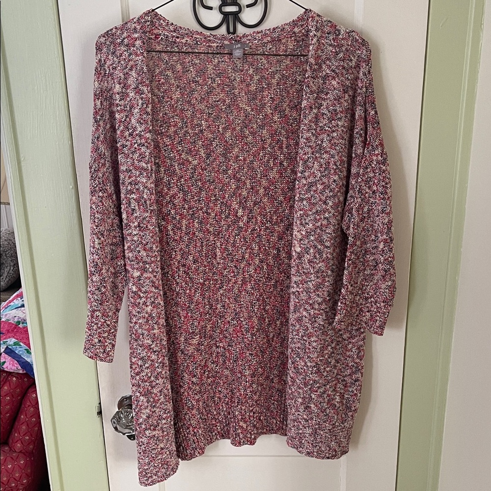 Women's Red Tweed Sweater Cardigan